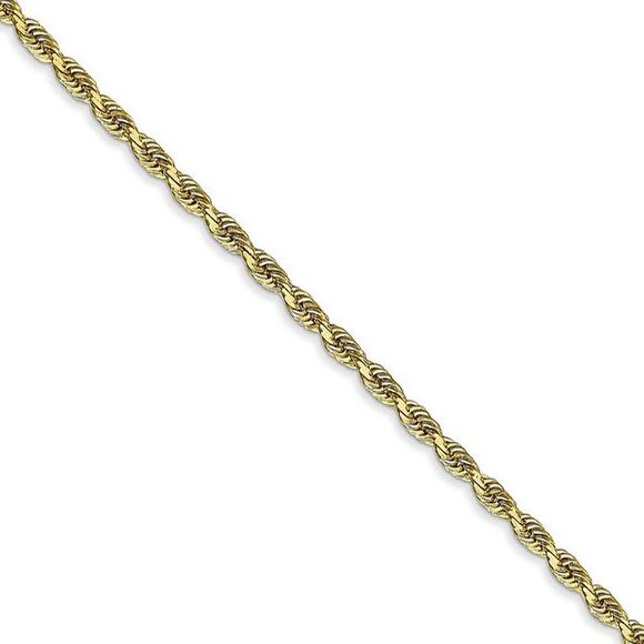 2.25mm 10k Yellow Gold D/C Quadruple Rope Chain Necklace 24 Inch